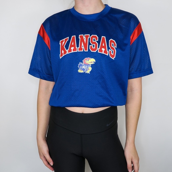 KU Jayhawks Football Jersey Crop Top - Picture 2 of 9